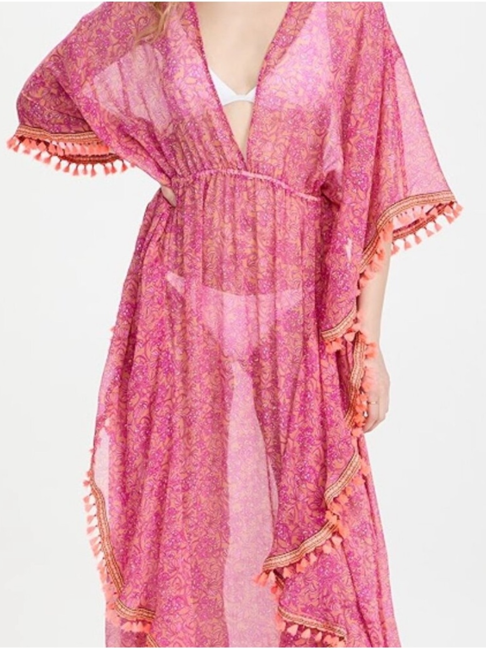 ramy brook revolve boho Willa Dress Swim Cover up Tassel Kaftan Beach one size